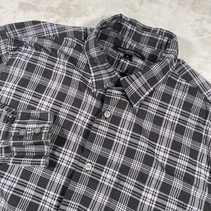 John Varvatos USA Long Sleeve Shirt Black Purple Plaid Button Up Men's M